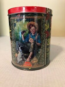 lot 22 image: 1998 Coca Cola Collectors Tin Canister with Original Unopened Package Jigsaw Puzzle-Norman Rockwell  Coke Barefoot Boy.