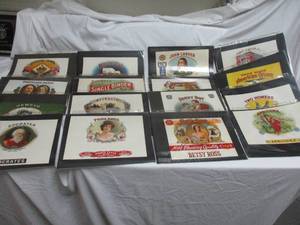 lot 26 image: 50- Vintage- Cigar Box Labels Art Prints, Most are Embossed, Note X The Money