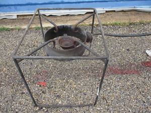 lot 61 image: Propane Burner  Cooker About  17 x 14 x 16 -H With Metal Grate About 43 x 16 -Bottle is NOT Included