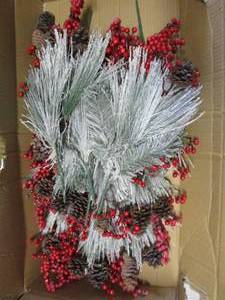 lot 84 image: About 12- Pine Berry Bush Mixed Holiday Floral Bouquets. Note12 X The Money