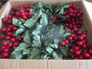 lot 88 image: About 12- Red Goose Berry Holiday Floral Bouquets. Note12 X The Money