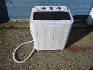lot 113 image: HOMHUM Portable Mini Compact Twin Tub Washing Machine wWash and Spin Cycle, 12.5 lbs 2IN1 Washer Spin Dryer,-Works