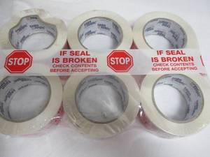 lot 77 image: 6-Rolls Of Tape Logic- Security Tape, STOP- IF SEAL IS BROKEN, CHECK CONTENTS BEFORE ACCEPTING- 5 X Money