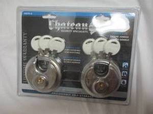 lot 99 image: 5-New Chateau Twin Pack #C970-2 Maximum Security Rd. Disk Locks With 3-Keyed alike Keys Ea., (10-Locks). NOTE 5-X Money