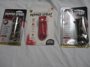 lot 37 image: 3-NEW-PEPPER SPRAYS- 2-CHEETAH SNAKESKIN AND 1-GUARD DOG-RED, NOTE 3 X MONEY