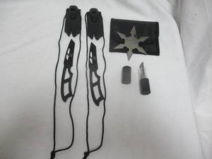 lot 39 image: Lot-OF 4,  1-Throwing Star, 2-Neck Knifes And 1- Lipstick Tube Knife