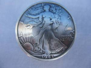 lot 43 image: 1943 -Walking Liberty -Silver Half Dollar, Made Into A Screw Back Tie Pin