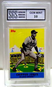 lot 2 image: SGS GRADED GEM MINT 10 - Chipper Jones 2007 Topps Fan Favorite Card #FF24