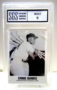 lot 7 image: SGS GRADED MINT 9 - LEGENDARY ERNIE BANKS 1977 TCMA Renata Galasso #29 Chicago Cubs