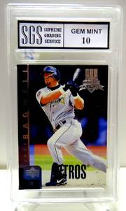 lot 21 image: SGS GRADED GEM MINT 10 - 1998 Upper Deck #385 Jeff Bagwell Houston Astros