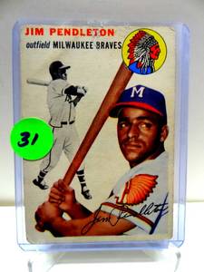 lot 31 image: VINTAGE 1954 Topps #165 Jim Pendleton Milwaukee Braves