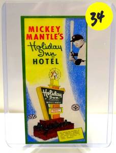 lot 34 image: MICKEY MANTLES HOLIDAY IN MOTEL ADVERTISING CARD