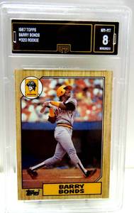 lot 45 image: GMA GRADED NM-MT 8 - 1987 TOPPS BARRY BONDS #320 ROOKIE CARD
