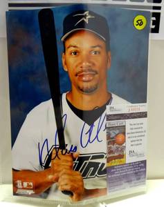 lot 50 image: AUTOGRAPHED PHOTO - JSA AUTHENTICATED MOISES ALOU HOUSTON ASTROS- HAND SIGNED 8 X 10 COLOR PHOTO