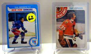 lot 62 image: NHL BROTHER LOT - PHIL & TONY ESPISITO CARDS
