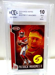 lot 5 image: BCCG GRADED GEM MINT 10 - PATRICK MAHOMES 2019 SAGE ASPIRE RED $$