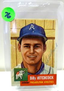 lot 76 image: AUTOGRAPHED CARD - VINTAGE 1953 TOPPS HAND SIGNED BY PHILADELPHIA ATHLETICS STAR BILLY HITCHCOCK #17