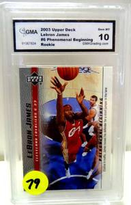 lot 79 image: GMA GRADED GEM MINT 10 - LEBRON JAMES ROOKIE CARD - 2003 UPPER DECK PHENOMINAL BEGINNINGS # 6 $$$