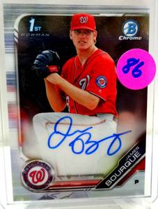 lot 86 image: AUTOGRAPHED CARD - 2019 Bowman Chrome Auto CPA-JB James Bourque 1st Bowman
