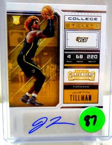 lot 87 image: AUTOGRAPHED ROOKIE - Justin Tillman 2018 CONTENDERS DRAFT ROOKIE RC AUTO #109 VIRGINIA COMMONWEALTH $$