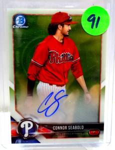 lot 91 image: ROOKIE AUTOGRAPHED CARD - 2018 Bowman Chrome Connor Seabold Autograph Auto Rookie RC #BCPA-CS $$