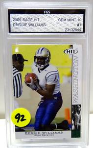 lot 92 image: FGS GRADED GEM MINT 10 - 2004 SAGE HIT REGGIE WILLIAMS #1