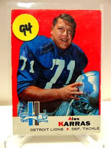 lot 94 image: DETROIT LIONS 1969 Topps Football Alex Karras #123 - BLAZING SADDLES (MONGO) & WEBSTER (DAD)