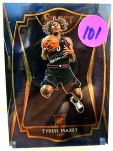 lot 101 image: HOT ROOKIE CARD - 2020-21 Select Tyrese Maxey Premier Level Blue #174 RC Philadelphia 76ers