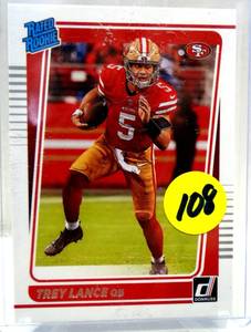 lot 108 image: RATED ROOKIE - 2021 TREY LANCE Rated Rookie Base Donruss 49ers QB RC #254