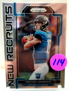 lot 114 image: HOT ROOKIE - Trevor Lawrence 2021 Panini Prizm Football New Recruits #NR-1 Rookie RC