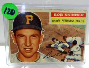 lot 120 image: VINTAGE 1956 TOPPS #297 ROBERT SKINNER OUTFIELD PITTSBURGH PIRATES BASEBALL CARD#T142