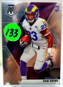 lot 133 image: 2020 Panini Mosaic #221 Cam Akers - Los Angeles Rams ROOKIE CARD