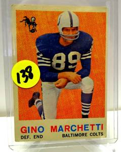 lot 138 image: VINTAGE GINO MARCHETTI 1959 TOPPS #109 FOOTBALL CARD