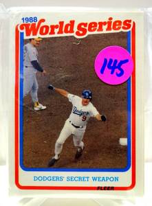 lot 145 image: 1989 Fleer -1988 World Series Oakland Athletics VS L.A. Dodgers 12 Card Set