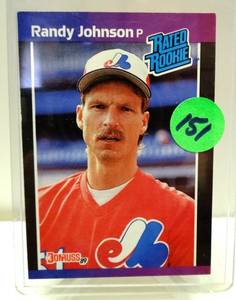 lot 151 image: RATED ROOKIE - 1989 DONRUSS BASEBALL #42 RANDY JOHNSON Rated Rookie Card