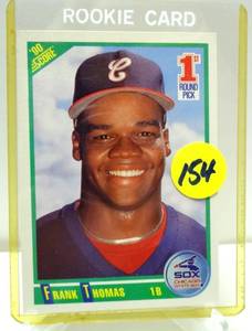 lot 154 image: ROOKIE CARD - 1990 Score Frank Thomas Rookie Rc Card #663. HOF, 521 Home Runs