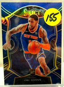 lot 155 image: ROOKIE - Obi Toppin 2020-21 Panini Select Concourse Retail Blue Silver Prizm #68 New York