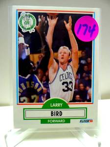 lot 174 image: 1990-91 Fleer Basketball #8 Larry Bird Boston Celtics