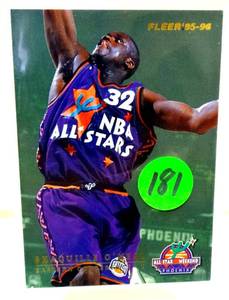 lot 181 image: 95-96 Fleer All Star Weekend Shaquille ONeal Front Hakeem Olajuwon Back 3 of 13
