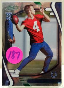 lot 187 image: RISING ROOKIE - 2021 Panini Absolute Sam Ehlinger Rookie Indianapolis Colts RC #179