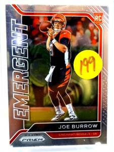 lot 199 image: HOT ROOKIE - 2020 PANINI PRIZM JOE BURROW EMERGENT #1 ROOKIE CARD RC CINCINATTI BENGALS