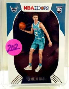 lot 202 image: HOT ROOKIE - 2020-21 NBA Hoops LaMelo Ball Rookie Card #223 Charlotte Hornets