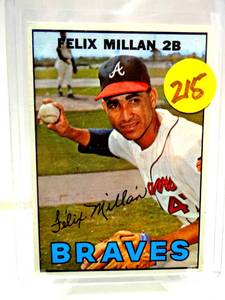 lot 215 image: VINTAGE ROOKIE CARD - 1967 Topps #89 Felix Millan Near Mint RC Rookie Braves - Original