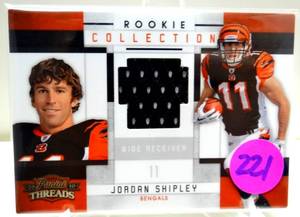 lot 221 image: ROOKIE LIMITED PATCH 299 - JORDAN SHIPLEY BENGALS TEXAS 2010 PANINI THREADS ROOKIE COLLECTION