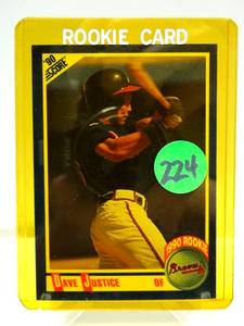 lot 224 image: VINTAGE ROOKIE CARD - 1990 SCORE #650 DAVE JUSTICE RC