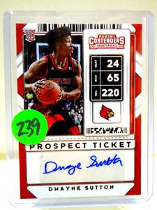 lot 239 image: ROOKIE AUTOGRAPH - Dwayne Sutton 2020-21 Panini Contenders Draft Picks Game Ticket Red #105 RC Auto