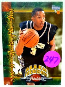 lot 247 image: ROOKIE CARD - 1997 The Scoreboard Allen Iverson ROOKIE OF THE YEAR #A2