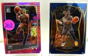 lot 262 image: CICCAGO BULLS STAR COBY WHITE CARD LOT (OPTIC PINK & SELECT PREMIERE)