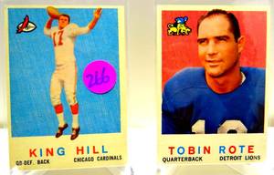 lot 266 image: VINTAGE 1959 TOPPS FOOTBALL - KING HILL & TOBIN ROTE