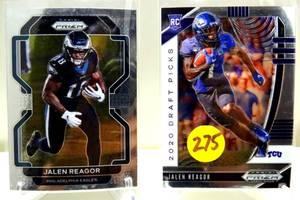 lot 275 image: LOCAL TCU ROOKIE LOT - WR JALEN REAGOR ROOKIE DRAFT CARD & PRIZM ROOKIE CARD